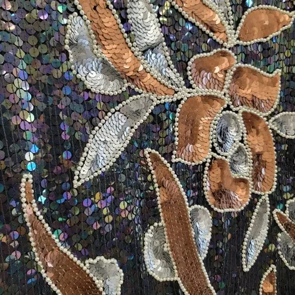 Gorgeous Sequin Sheath Dress | Modest Glam Vintage Silk - Picture 5 of 12